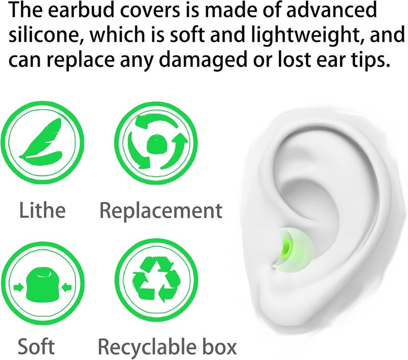 AQIMY Silicone Earbud Tips - S M L, Fit Most In-Ear Earbuds (Inner Hole 3.8mm - 5.1mm), 9 Pairs - Image 4